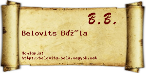 Belovits Béla névjegykártya